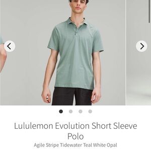 Lululemon evolution polo Agile Stripe Tidewater Teal White Opal XL